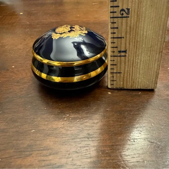 Limoges Porcelain Trinket Box Gilded Finish Cobalt Blue Gold